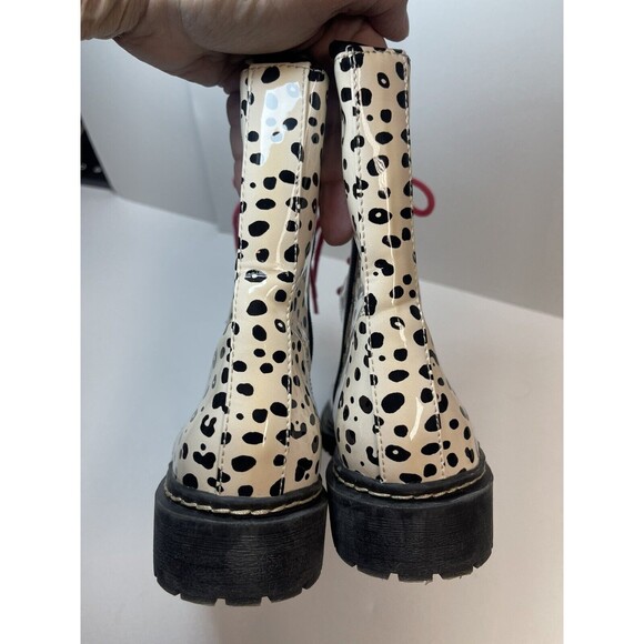 Betsey Johnson Elite Combat Rain Boots In Black White Leopard Sz 7 1/2 - Picture 6 of 8